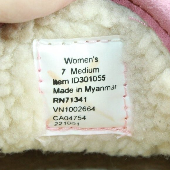 LL Bean Pink Suede Lined Mountain Moccasins Slipper Size 7 Medium - Picture 7 of 8